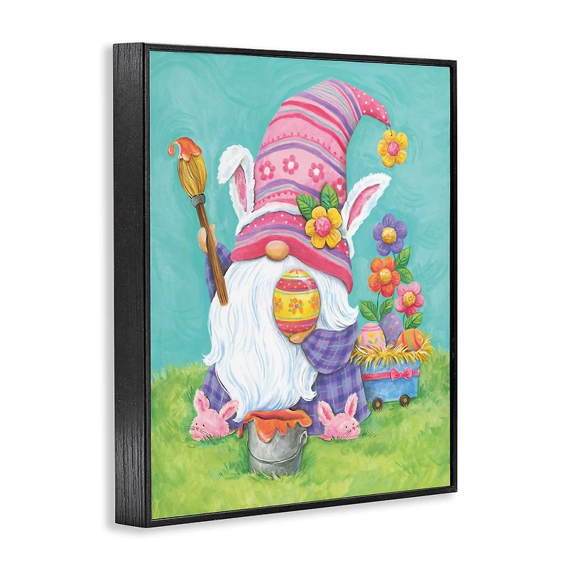 Stupell Industries Whimsical Gnome Painting Easter Eggs Festive Flowers Framed Giclee Art