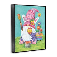 Stupell Industries Whimsical Gnome Painting Easter Eggs Festive Flowers Framed Giclee Art