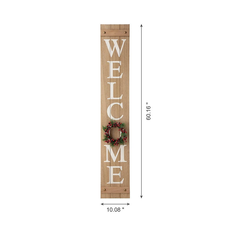 Glitzhome® 5ft. Brown Welcome Wood Porch Sign with 4 Changeable Wreaths