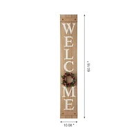 Glitzhome® 5ft. Brown Welcome Wood Porch Sign with 4 Changeable Wreaths