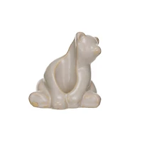 Hello Honey® 3.25" White Stoneware Bear Taper Candleholder with Reactive Glaze