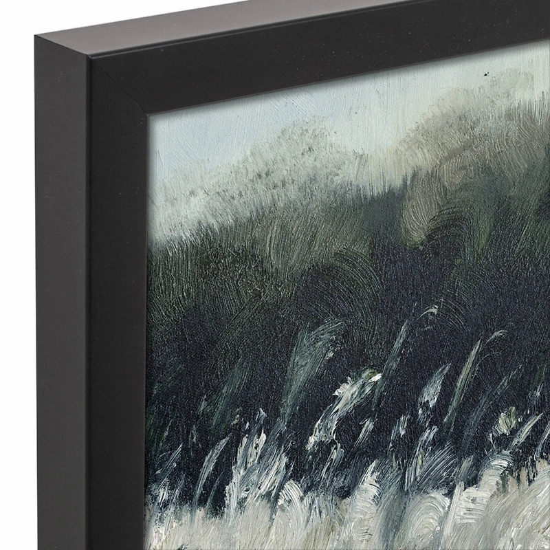 Moody Grass Scene Black Framed Canvas Wall Art
