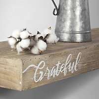 Walnut "Grateful" Text Engraving Floating Wall Shelf