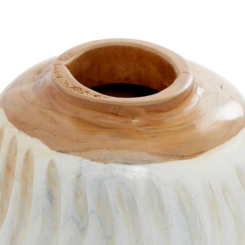 Set of White Teak Wood Coastal Style Vase 6