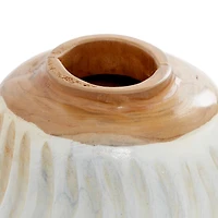 Set of White Teak Wood Coastal Style Vase 6