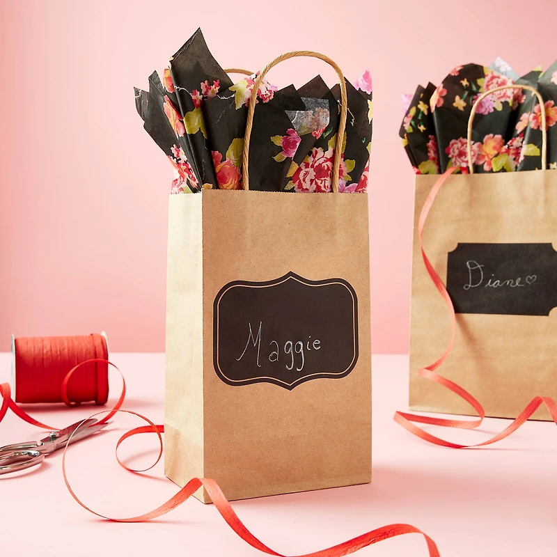 8 Packs: 13 ct. (104 total) Small Black Label Kraft Paper Bags by Celebrate It™