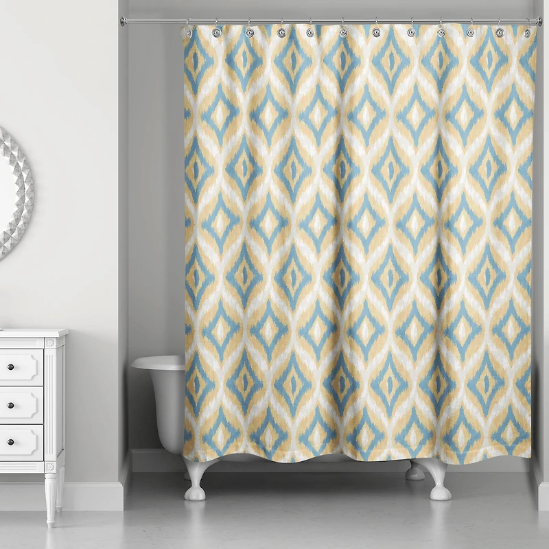 Blue and Yellow Ikat 71" x 74" Shower Curtain