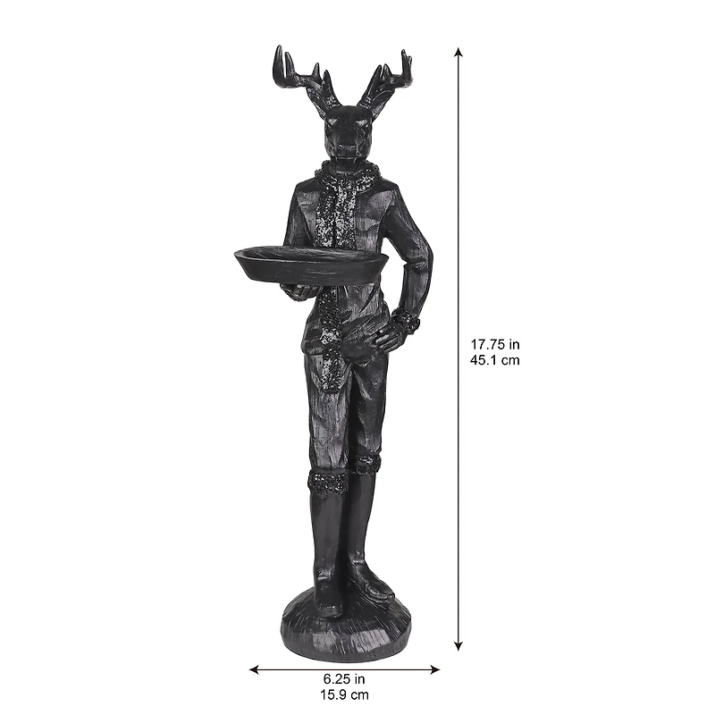 17.75" Black Deer Butler Tabletop Décor by Ashland®