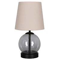 14" Black Metal & Glass Table Lamp with Natural Fabric Shade by Ashland®