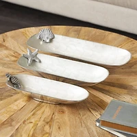 White Sea Life Metal Decorative Bowl Set