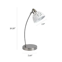 Simple Designs™ 20" Brushed Nickel Desk Lamp with White Porcelain Flower Shade