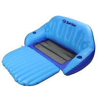 6ft. Inflatable Blue Love Seat Swimming Pool Float with Convertible Footrest