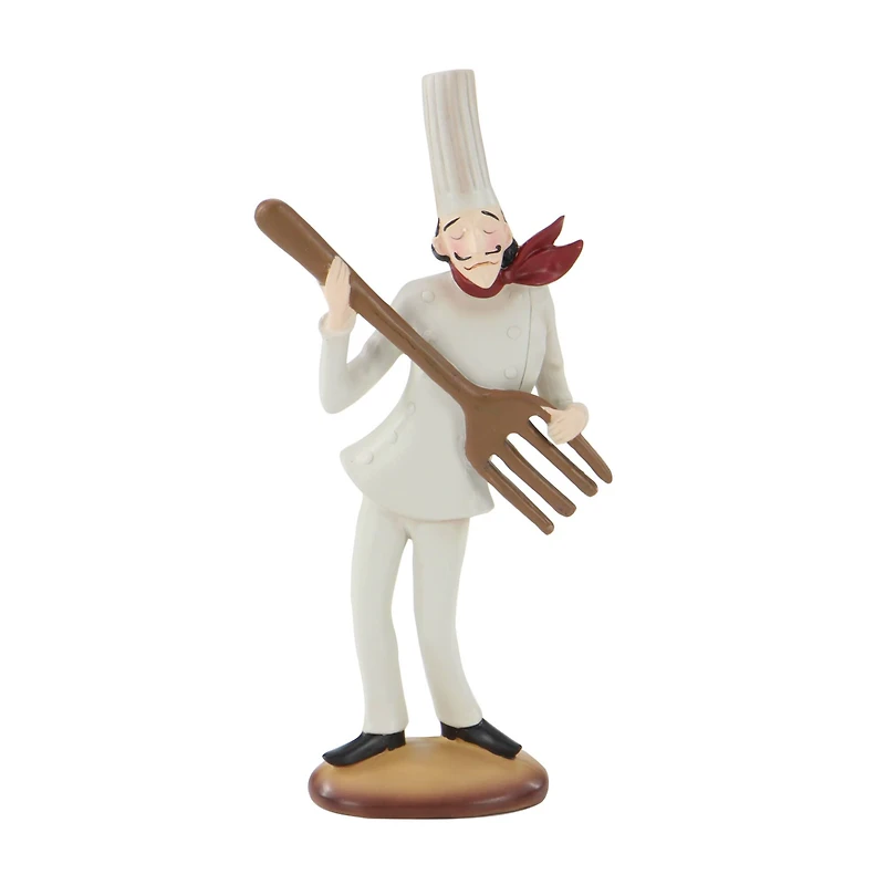 White Polystone Traditional Chef Sculptures, Set of 3