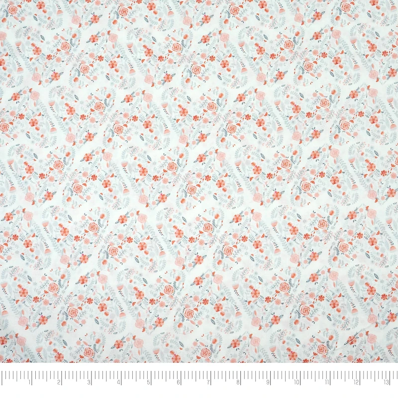 SINGER Pink Flower Heart Cotton Fabric