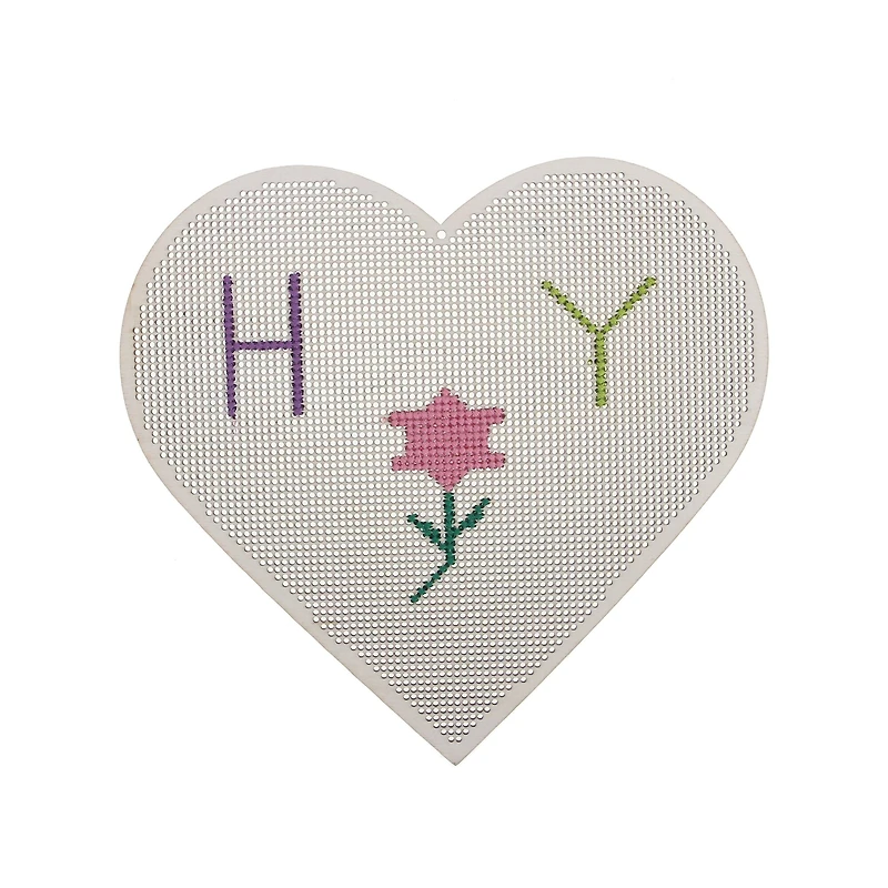 8" Heart Cross Stitch Wood Canvas, 2ct. by Loops & Threads®