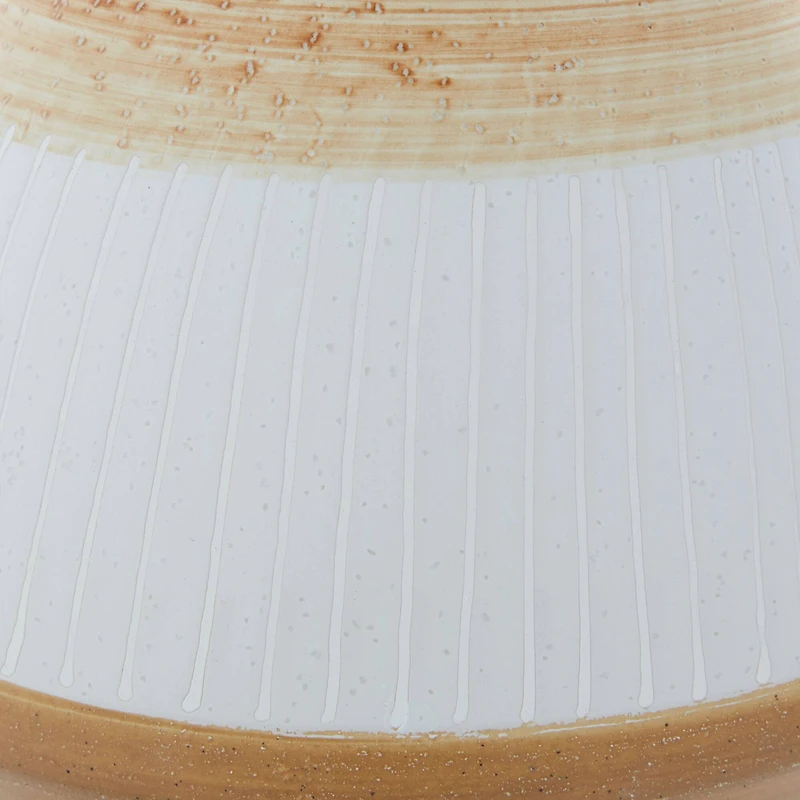 Tan Ceramic Coastal Style Vase, 10" x 7" x 7"