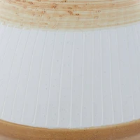 Tan Ceramic Coastal Style Vase, 10" x 7" x 7"