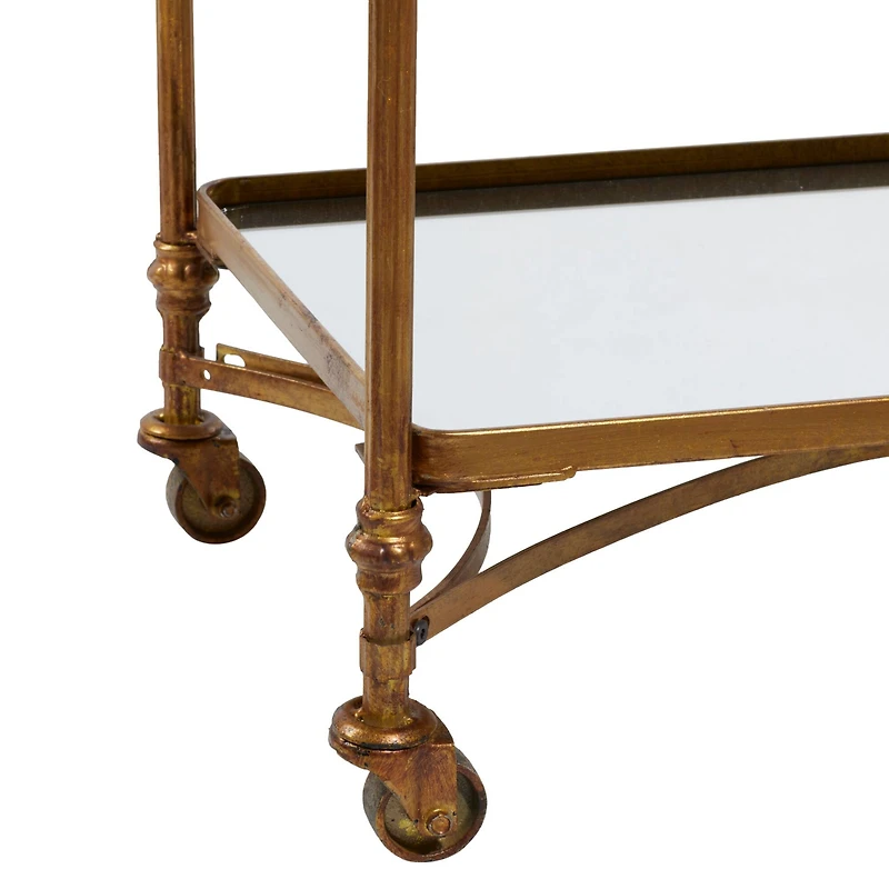 Brass Iron Bar Cart, 33" x 35" x 18"