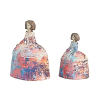 Set of 2 Multi Polystone Tuscan Sculptures, 8" x 5" x 4"