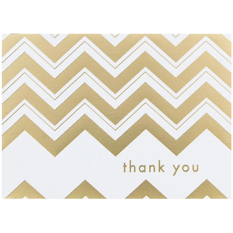 JAM Paper 3.5" x 4.875" Gold Chevron Stripe Thank You Cards & Envelopes, 10ct.