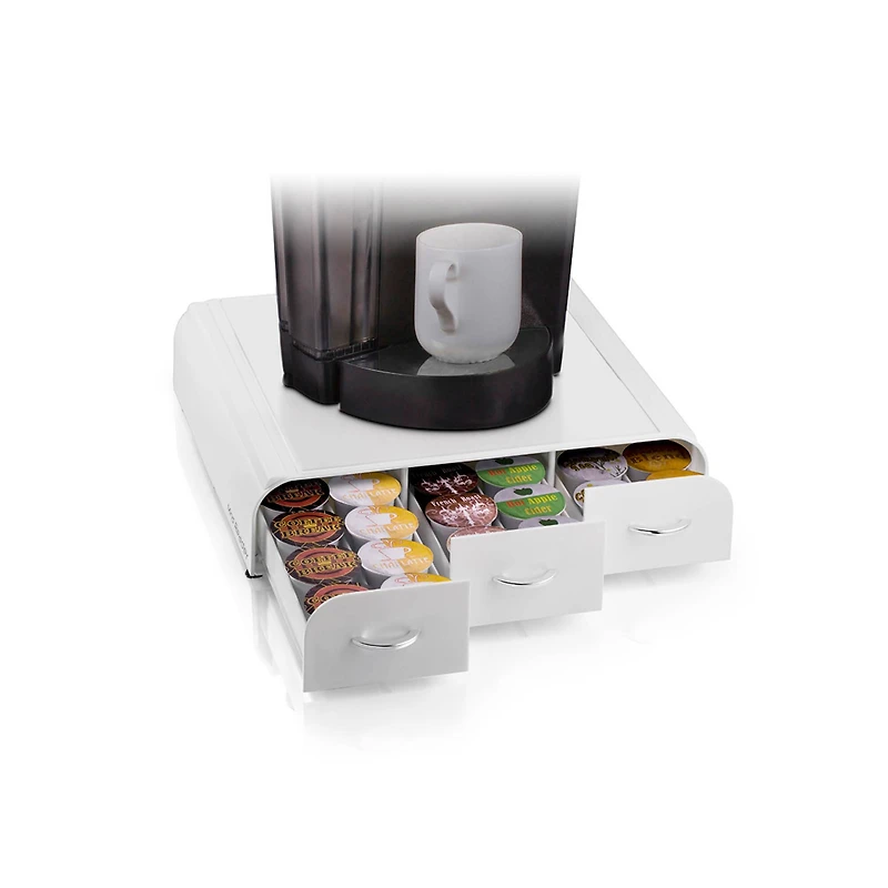Mind Reader White 2-Piece Single Serve Coffee Pod Drawer and Condiment Organizer Caddy Station
