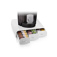 Mind Reader White 2-Piece Single Serve Coffee Pod Drawer and Condiment Organizer Caddy Station