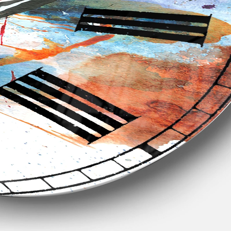 Designart 'Abstract Handpainted Purple And Blue Flowers Traditional Wall Clock