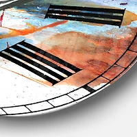 Designart 'Abstract Handpainted Purple And Blue Flowers Traditional Wall Clock