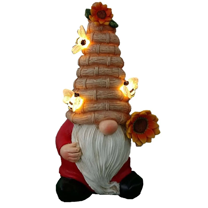 Santa's Workshop 9" Solar Bee Hive Gnome Figurine