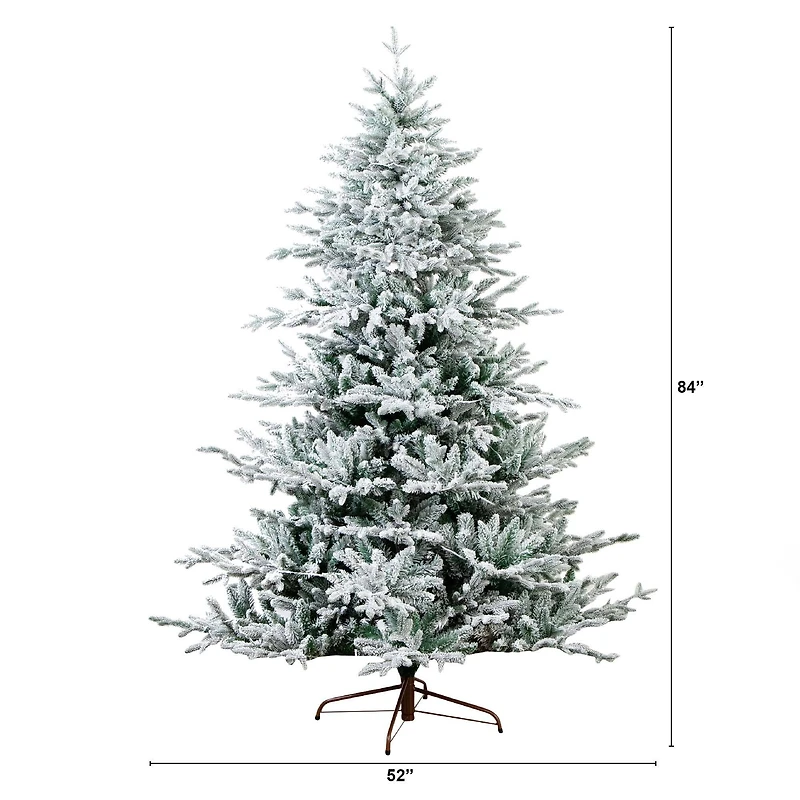7ft. Pre-Lit Flocked Fir Artificial Christmas Tree, Warm White LED Lights