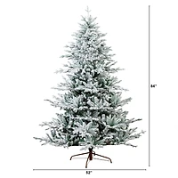 7ft. Pre-Lit Flocked Fir Artificial Christmas Tree, Warm White LED Lights 