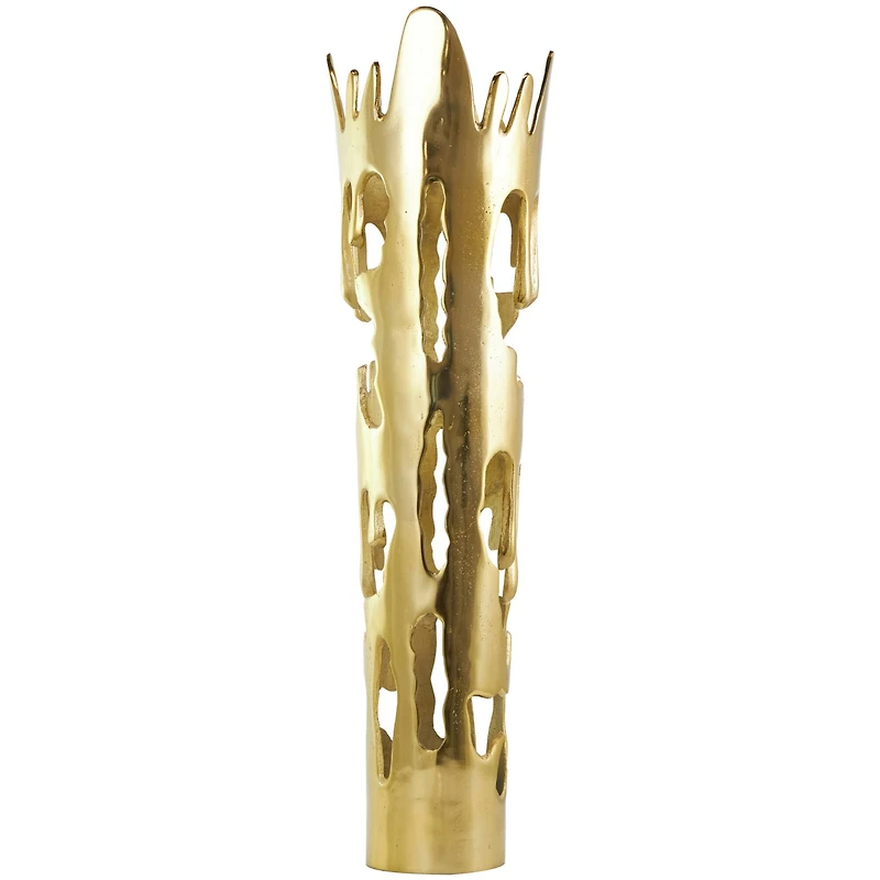 31" Gold Aluminum Drip Vase with Melting Designed Body