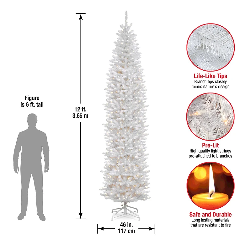 12ft. Pre-Lit Kingswood White Fir Artificial Christmas Tree