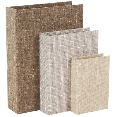 Multicolor Faux Book Storage Decorative Box with Gold Paper Detailed Edges Set