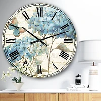 Designart Butterfly Blue Garden II Traditional Wall Clock