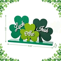 Glitzhome® 16" St. Patrick's Wooden Shamrocks Table Décor