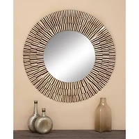 42" Silver Rustic Metal Round Wall Mirror