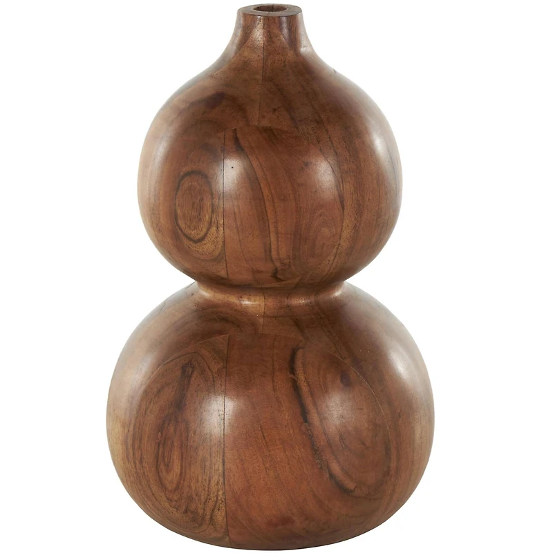 11" Brown Wood Bubble Vase with Natural Wood Grains