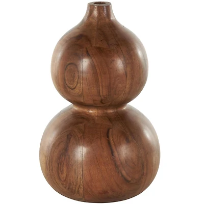 11" Brown Wood Bubble Vase with Natural Wood Grains