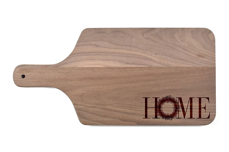 17" Home Wreath Walnut Paddle Cutting Board