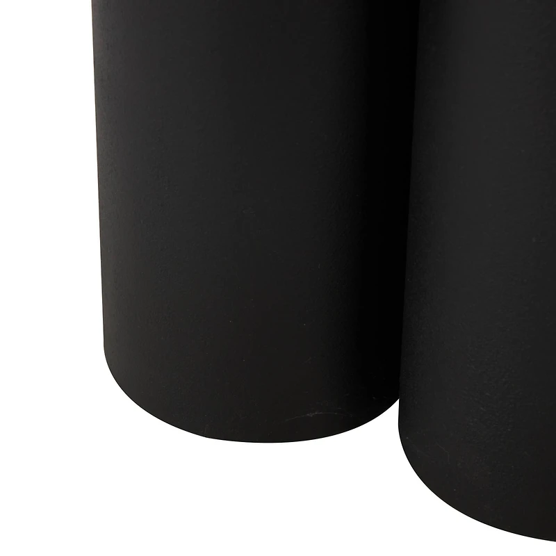 19.75" Black Metal Side End Accent Table with White Marble Tabletop