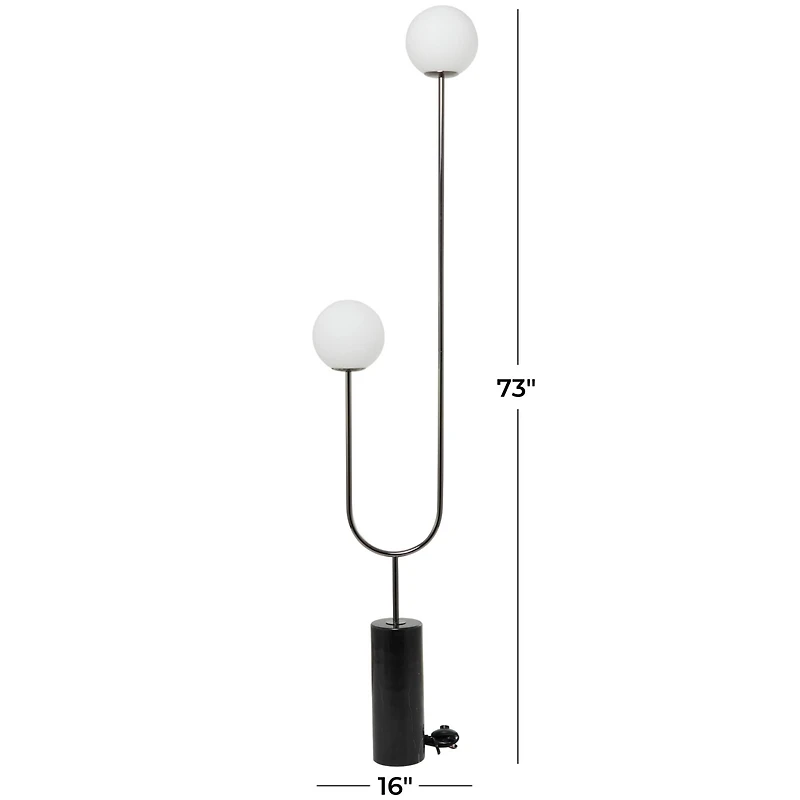 73" 2 Orb Light Floor Lamp with Marble Base