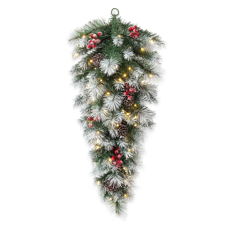 Glitzhome® 3ft. Pre-Lit Pinecones & Berries Artificial Christmas Teardrop Swag