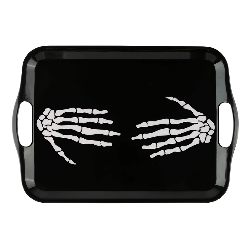 Black Skeleton Hands Melamine Tray by Celebrate It™