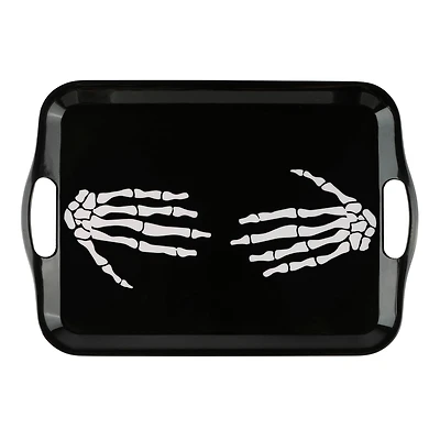 Black Skeleton Hands Melamine Tray by Celebrate It™
