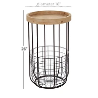 16" Black Industrial Compact Accent Table