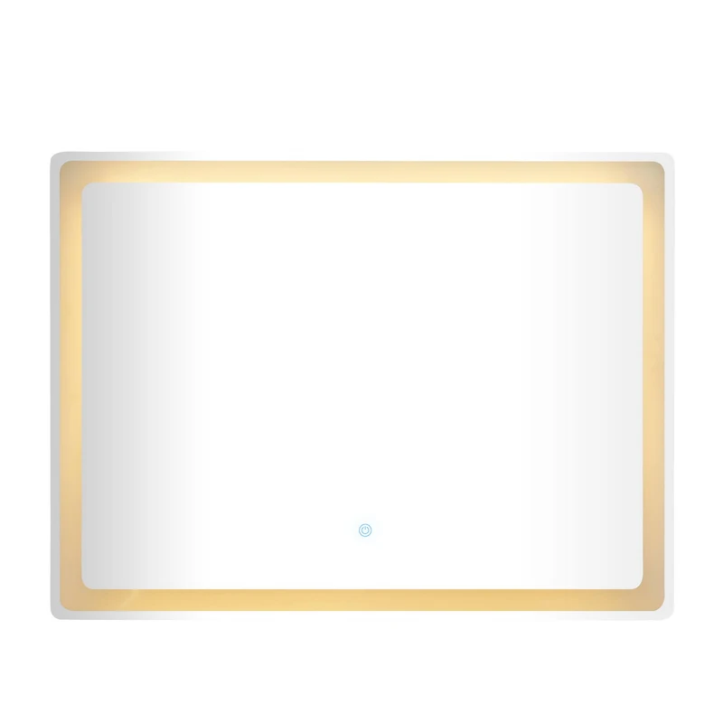 Clear Glass Modern LED Mirror, 39" x 1" x 30"