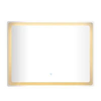 Clear Glass Modern LED Mirror, 39" x 1" x 30"