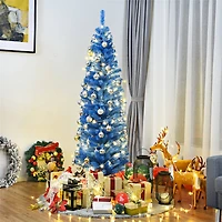 Costway 6ft.Unlit Blue Pencil Slim Tree Artificial Christmas Tree