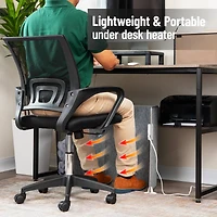Mind Reader Under Desk Space Heater, Foldable Electric Foot Warmer Panel with Thermostat, Timer & Auto Shut Off, Portable Heater for Office or Home, Fabric, Gray